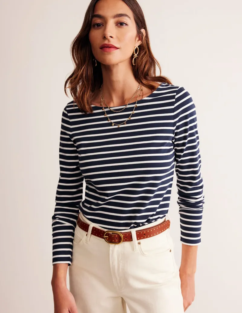 Oberteile | T-shirts & Tops | Boden Ella Breton-Shirt mit langen Ärmeln-Marineblau, Naturweiß Marineblau,Naturweiß