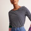 Oberteile | T-shirts & Tops | Boden Ella Breton-Shirt mit langen Ärmeln-Französisches Marineblau, Naturweiß Bunte Manschetten FranzösischesMarineblau,NaturweißBunteManschetten