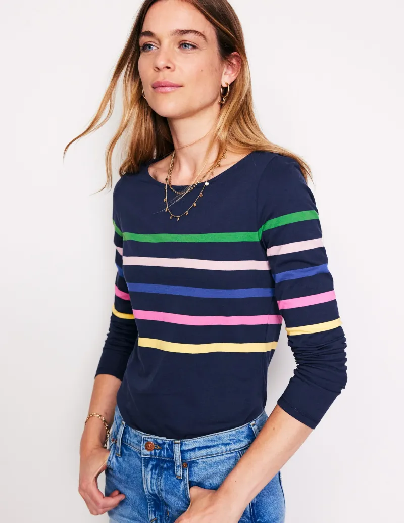 Oberteile | T-shirts & Tops | Boden Ella Breton-Shirt mit langen Ärmeln-Aristocratic Blue Stamp Floral AristocraticBlueStampFloral