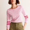 Oberteile | T-shirts & Tops | Boden Ella Breton-Shirt mit langen Ärmeln-Naturweiß, Rot und Festliches Rosa Naturweiß,RotundFestlichesRosa