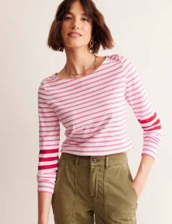 Oberteile | T-shirts & Tops | Boden Ella Breton-Shirt mit langen Ärmeln-Naturweiß, Rot und Festliches Rosa Naturweiß,RotundFestlichesRosa