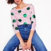 Oberteile | T-shirts & Tops | Boden Ella Breton-Shirt mit langen Ärmeln-Rosa, Naturweiß, Grüne Punkte Rosa,Naturweiß,GrünePunkte