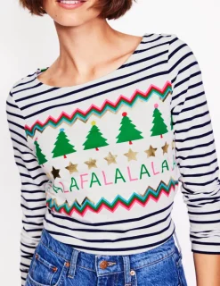Oberteile | T-shirts & Tops | Boden Ella Breton-Shirt mit langen Ärmeln-Naturweiß, Marineblau, Falalala Naturweiß,Marineblau,Falalala