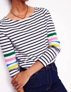 Oberteile | T-shirts & Tops | Boden Ella Breton-Shirt mit langen Ärmeln-Naturweiß Bunt Platzierung auf den Ärmeln NaturweißBuntPlatzierungaufdenÄrmeln