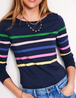 Oberteile | T-shirts & Tops | Boden Ella Breton-Shirt mit langen Ärmeln-Aristocratic Blue Stamp Floral AristocraticBlueStampFloral