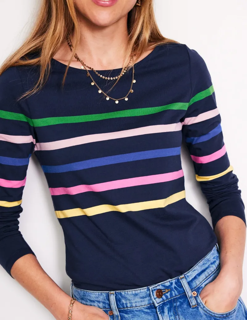 Oberteile | T-shirts & Tops | Boden Ella Breton-Shirt mit langen Ärmeln-Aristocratic Blue Stamp Floral AristocraticBlueStampFloral