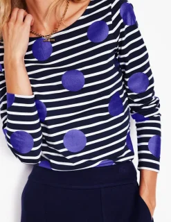 Oberteile | T-shirts & Tops | Boden Ella Breton-Shirt mit langen Ärmeln-Marineblau, Naturweiß, Blaue Punkte Marineblau,Naturweiß,BlauePunkte