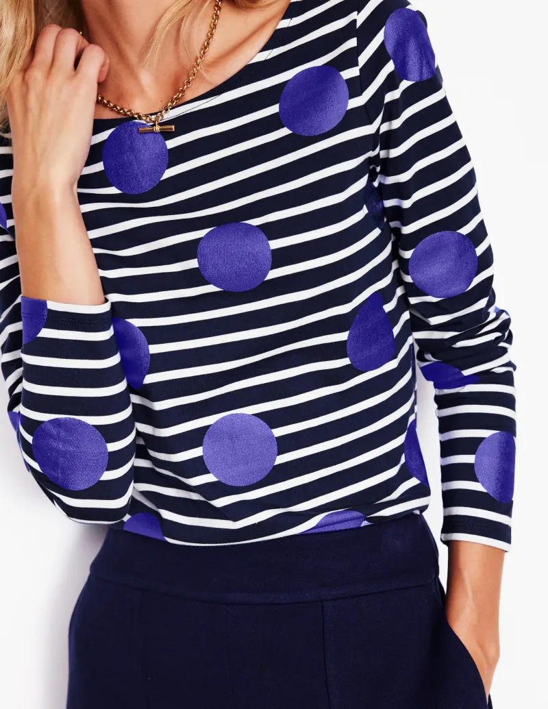 Oberteile | T-shirts & Tops | Boden Ella Breton-Shirt mit langen Ärmeln-Marineblau, Naturweiß, Blaue Punkte Marineblau,Naturweiß,BlauePunkte