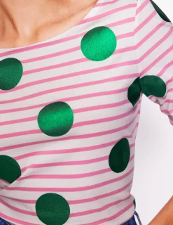 Oberteile | T-shirts & Tops | Boden Ella Breton-Shirt mit langen Ärmeln-Rosa, Naturweiß, Grüne Punkte Rosa,Naturweiß,GrünePunkte