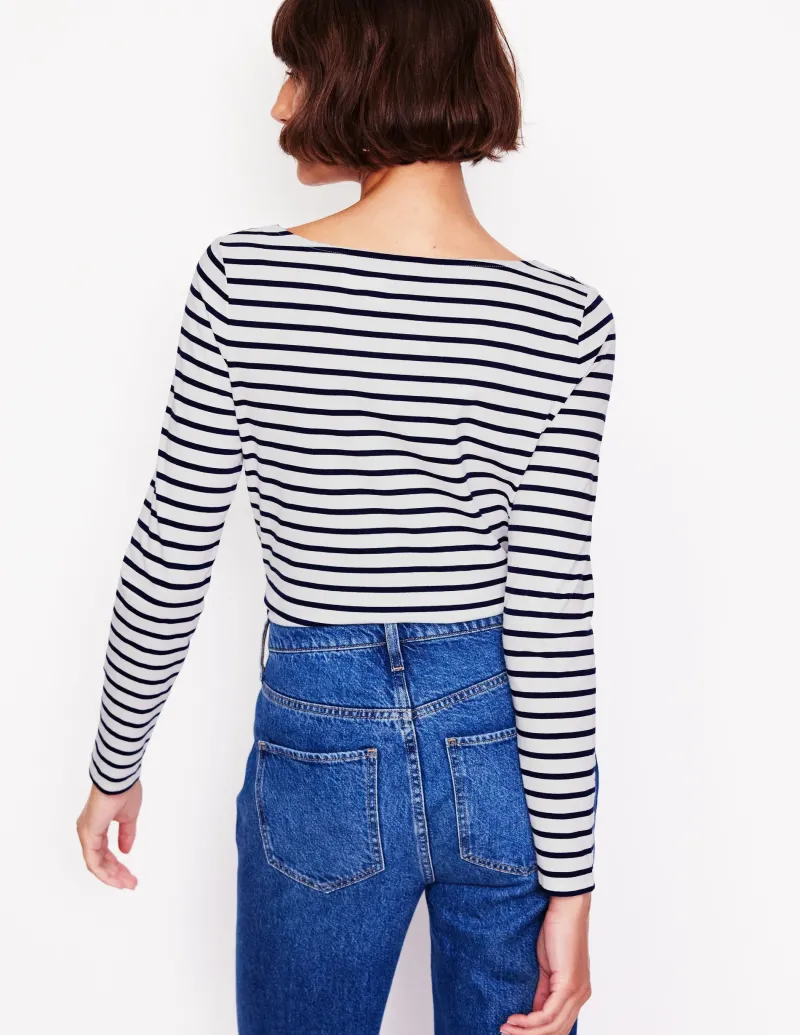 Oberteile | T-shirts & Tops | Boden Ella Breton-Shirt mit langen Ärmeln-Naturweiß, Marineblau, Falalala Naturweiß,Marineblau,Falalala