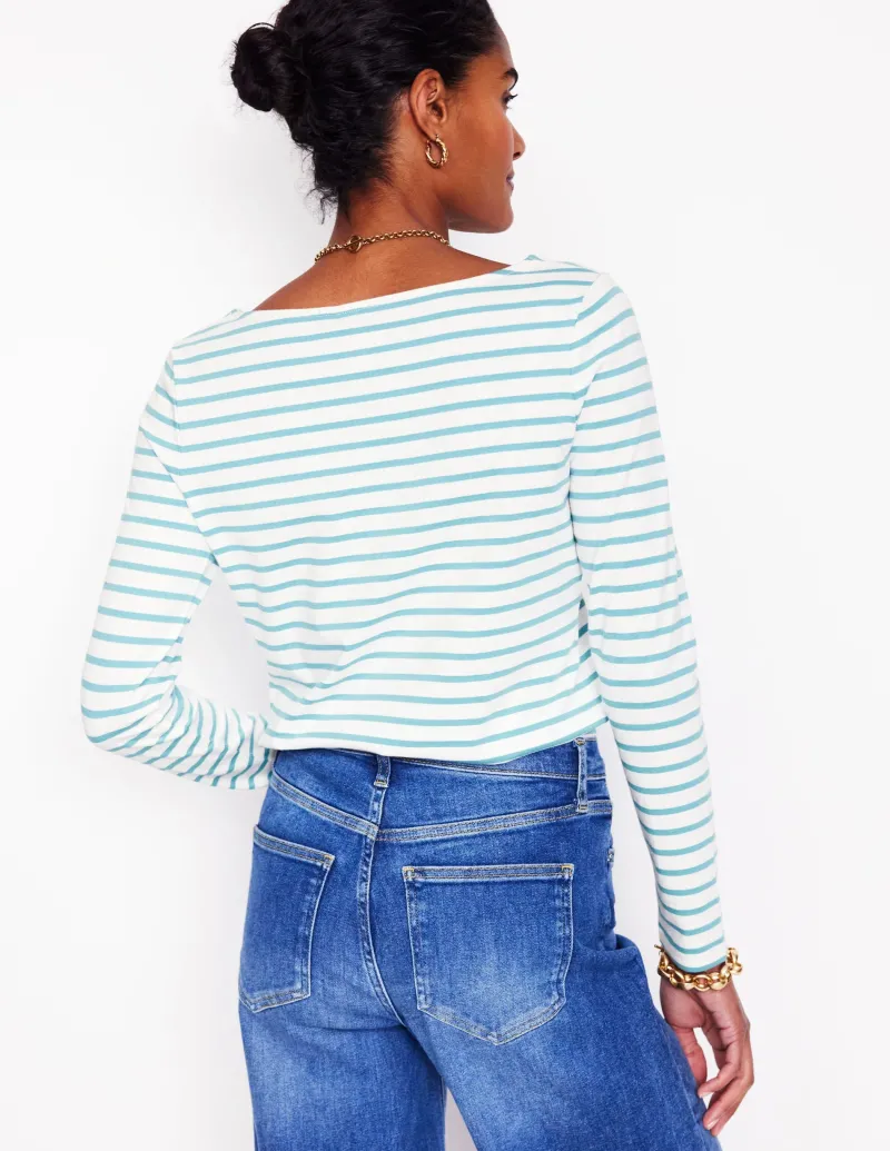 Oberteile | T-shirts & Tops | Boden Ella Breton-Shirt mit langen Ärmeln-Naturweiß, Entenei-Blau Naturweiß,Entenei-Blau
