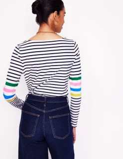 Oberteile | T-shirts & Tops | Boden Ella Breton-Shirt mit langen Ärmeln-Naturweiß Bunt Platzierung auf den Ärmeln NaturweißBuntPlatzierungaufdenÄrmeln