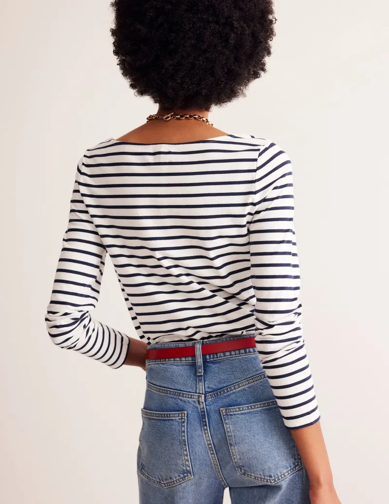 Oberteile | T-shirts & Tops | Boden Ella Breton-Shirt mit langen Ärmeln-Naturweiß, Marineblau Naturweiß,Marineblau