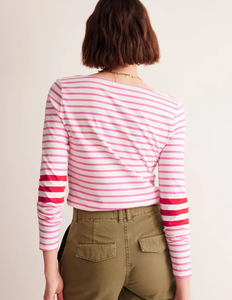 Oberteile | T-shirts & Tops | Boden Ella Breton-Shirt mit langen Ärmeln-Naturweiß, Rot und Festliches Rosa Naturweiß,RotundFestlichesRosa