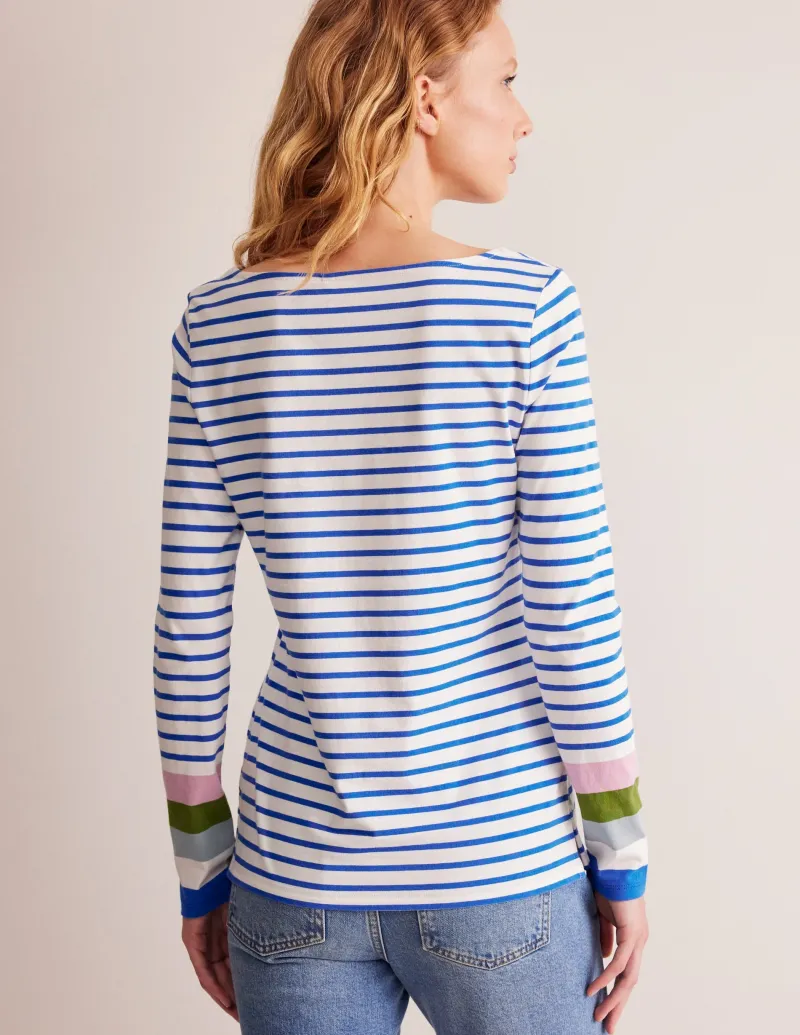 Oberteile | T-shirts & Tops | Boden Ella Breton-Shirt mit langen Ärmeln-Directoire-Blau und Malve Dunst Directoire-BlauundMalveDunst