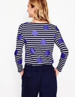 Oberteile | T-shirts & Tops | Boden Ella Breton-Shirt mit langen Ärmeln-Marineblau, Naturweiß, Blaue Punkte Marineblau,Naturweiß,BlauePunkte