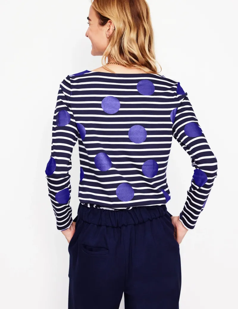 Oberteile | T-shirts & Tops | Boden Ella Breton-Shirt mit langen Ärmeln-Marineblau, Naturweiß, Blaue Punkte Marineblau,Naturweiß,BlauePunkte