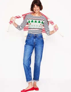 Oberteile | T-shirts & Tops | Boden Ella Breton-Shirt mit langen Ärmeln-Naturweiß, Marineblau, Falalala Naturweiß,Marineblau,Falalala