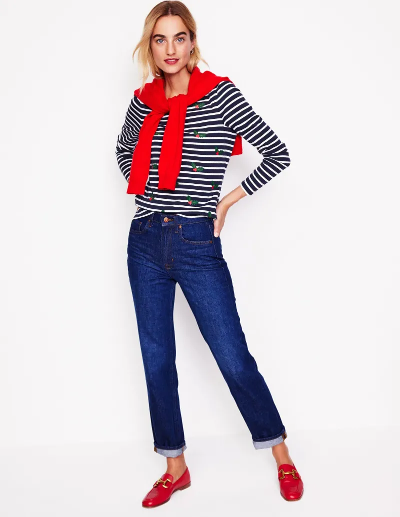Oberteile | T-shirts & Tops | Boden Ella Breton-Shirt mit langen Ärmeln-Marineblau, Holly Gestreift Marineblau,HollyGestreift