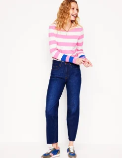 Oberteile | T-shirts & Tops | Boden Ella Breton-Shirt mit langen Ärmeln-Rosarot, Galerieblau Bündchen Rosarot,GalerieblauBündchen