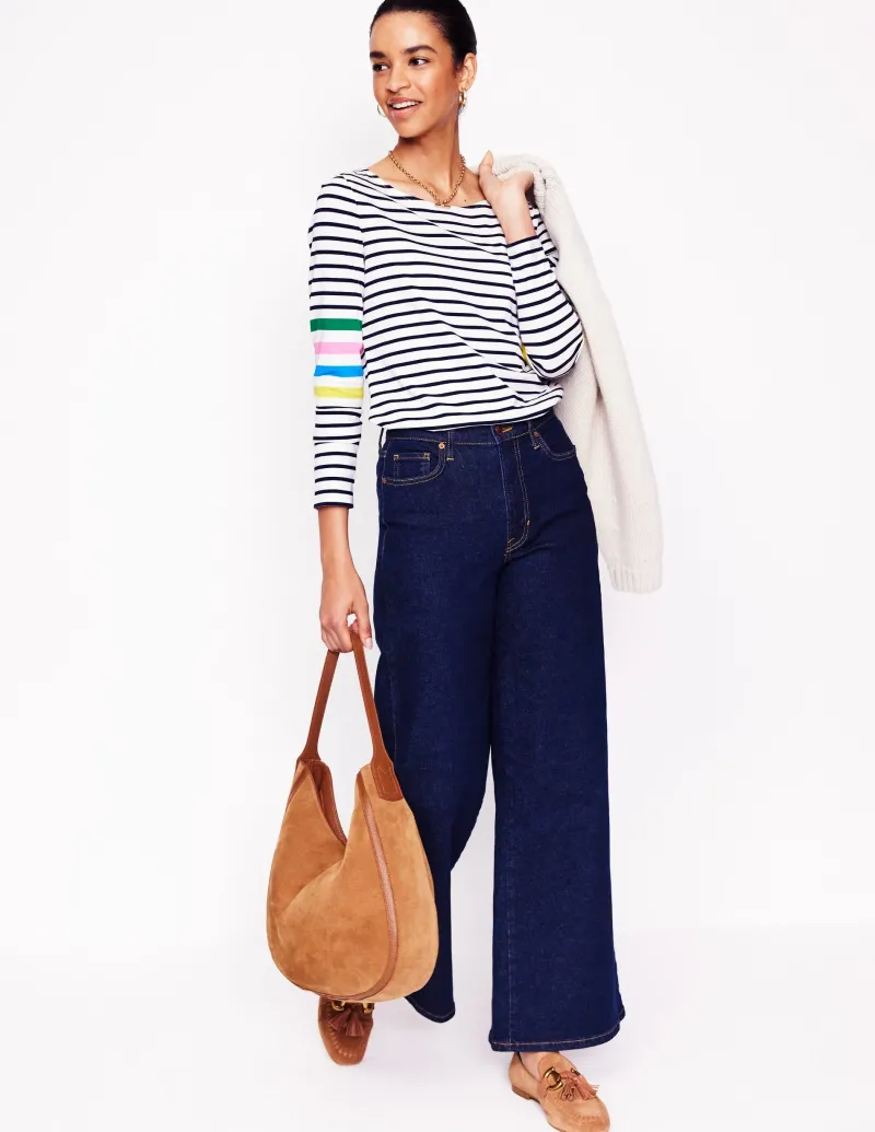 Oberteile | T-shirts & Tops | Boden Ella Breton-Shirt mit langen Ärmeln-Naturweiß Bunt Platzierung auf den Ärmeln NaturweißBuntPlatzierungaufdenÄrmeln