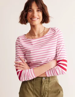 Oberteile | T-shirts & Tops | Boden Ella Breton-Shirt mit langen Ärmeln-Naturweiß, Rot und Festliches Rosa Naturweiß,RotundFestlichesRosa