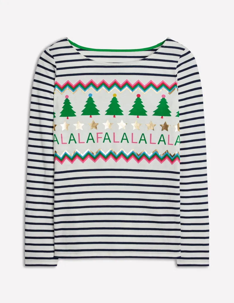 Oberteile | T-shirts & Tops | Boden Ella Breton-Shirt mit langen Ärmeln-Naturweiß, Marineblau, Falalala Naturweiß,Marineblau,Falalala