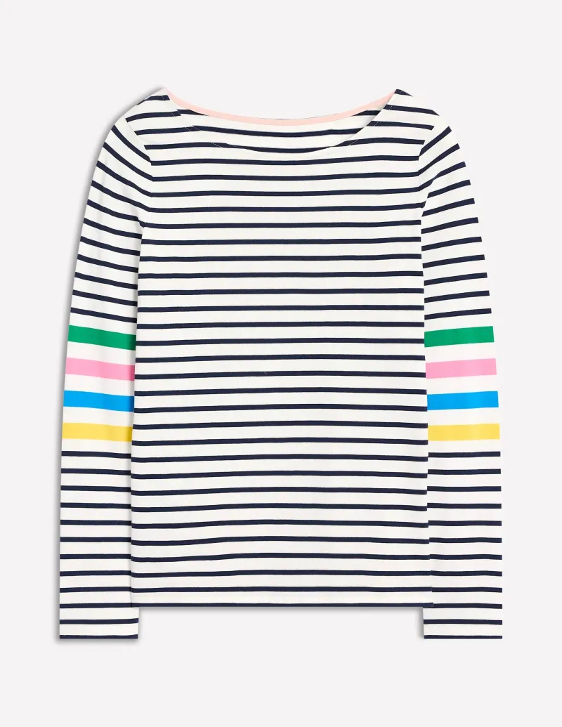 Oberteile | T-shirts & Tops | Boden Ella Breton-Shirt mit langen Ärmeln-Naturweiß Bunt Platzierung auf den Ärmeln NaturweißBuntPlatzierungaufdenÄrmeln