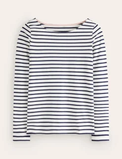 Oberteile | T-shirts & Tops | Boden Ella Breton-Shirt mit langen Ärmeln-Naturweiß, Marineblau Naturweiß,Marineblau