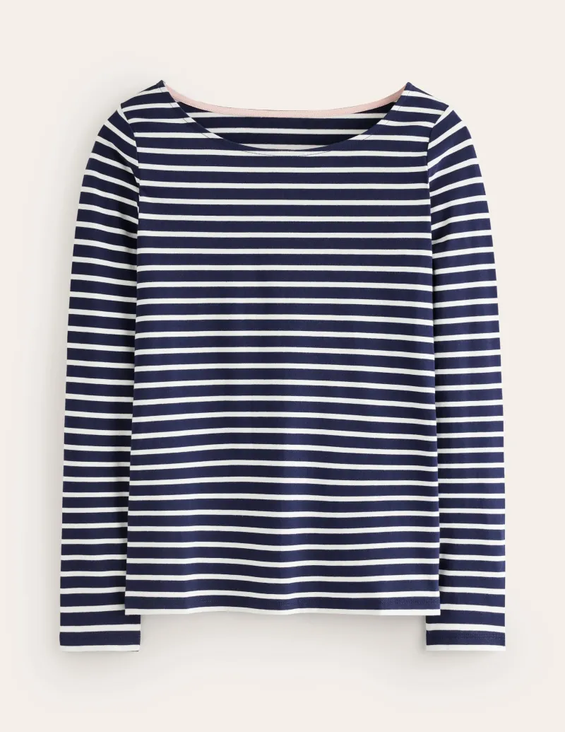 Oberteile | T-shirts & Tops | Boden Ella Breton-Shirt mit langen Ärmeln-Marineblau, Naturweiß Marineblau,Naturweiß