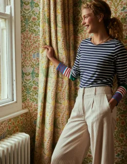 Oberteile | T-shirts & Tops | Boden Ella Breton-Shirt mit langen Ärmeln-Französisches Marineblau, Naturweiß Bunte Manschetten FranzösischesMarineblau,NaturweißBunteManschetten