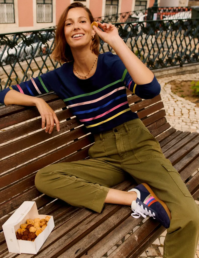 Oberteile | T-shirts & Tops | Boden Ella Breton-Shirt mit langen Ärmeln-Aristocratic Blue Stamp Floral AristocraticBlueStampFloral