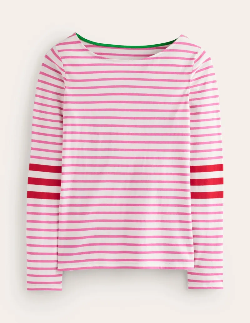 Oberteile | T-shirts & Tops | Boden Ella Breton-Shirt mit langen Ärmeln-Naturweiß, Rot und Festliches Rosa Naturweiß,RotundFestlichesRosa