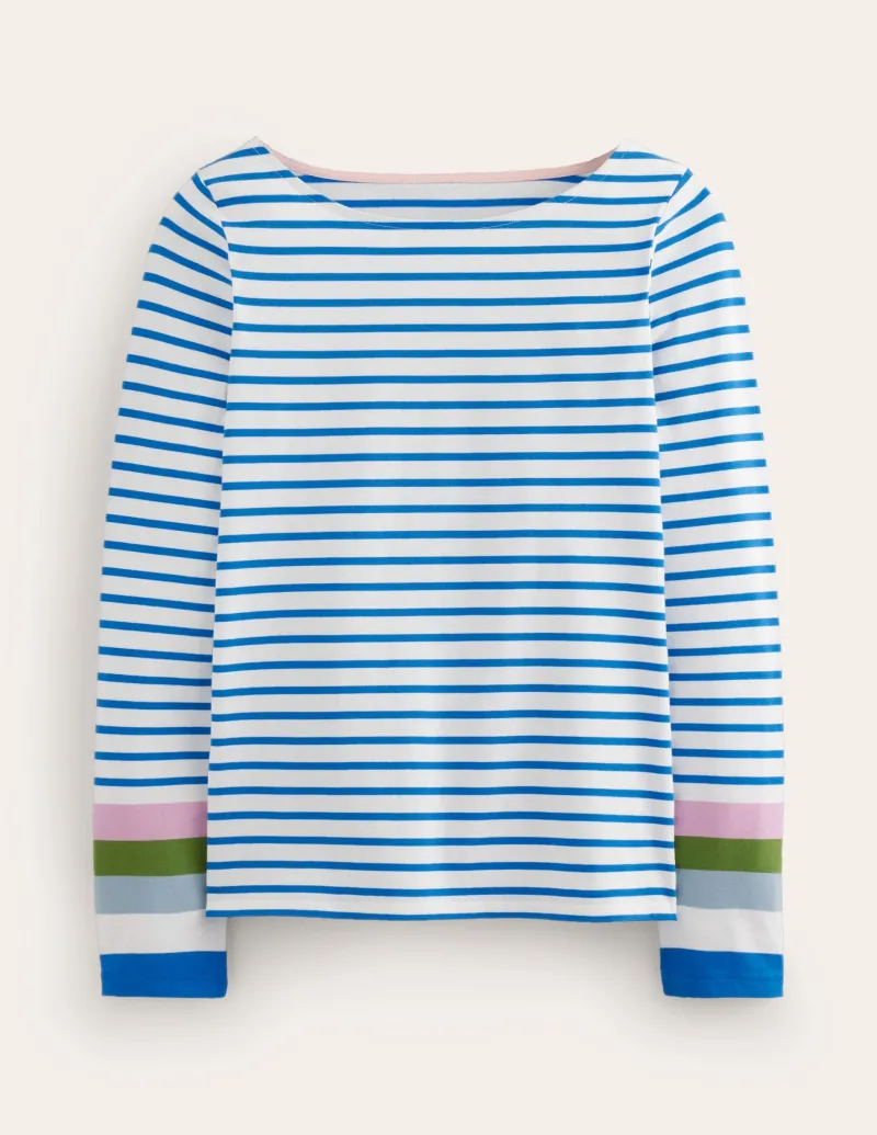 Oberteile | T-shirts & Tops | Boden Ella Breton-Shirt mit langen Ärmeln-Directoire-Blau und Malve Dunst Directoire-BlauundMalveDunst