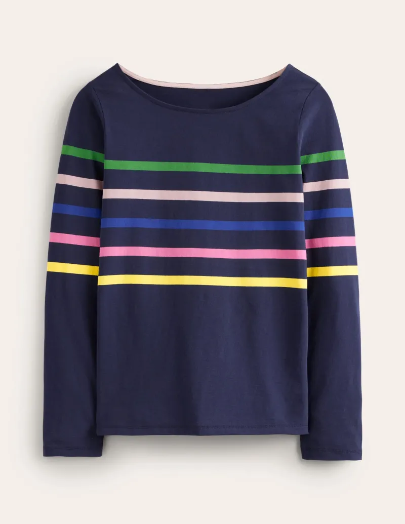 Oberteile | T-shirts & Tops | Boden Ella Breton-Shirt mit langen Ärmeln-Aristocratic Blue Stamp Floral AristocraticBlueStampFloral