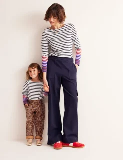 Oberteile | T-shirts & Tops | Boden Ella Breton-Shirt mit langen Ärmeln-Naturweiß, Französisches Marineblau Bunte Manschetten Naturweiß,FranzösischesMarineblauBunteManschetten