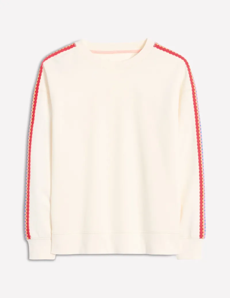 Nachtwäsche & Schlafanzüge | Oberteile | Boden Emi Häkel-Sweatshirt-Ivory and Navy Spot IvoryandNavySpot