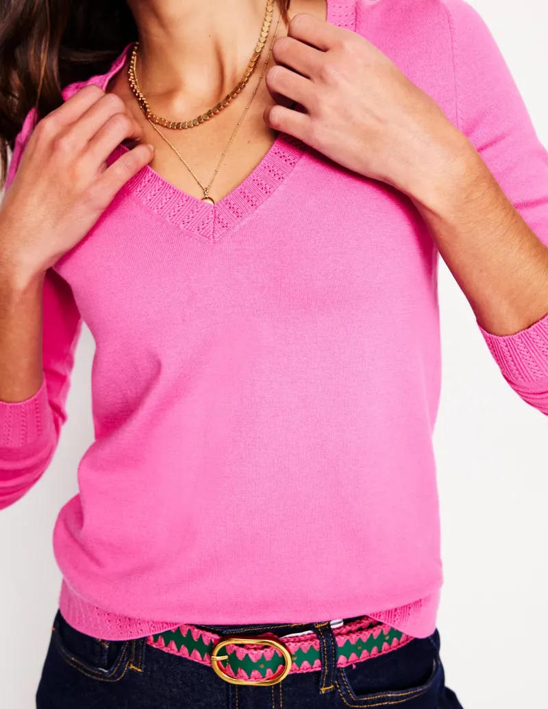 Pullover & Strickjacken | Boden Emilia Baumwollpullover mit V-Ausschnitt- Rosa