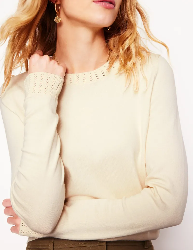 Pullover & Strickjacken | Boden Emilia Baumwollpullover mit Rundhalsausschnitt-Warmes Naturweiß WarmesNaturweiß