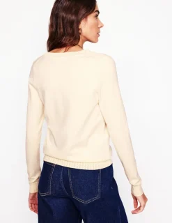 Pullover & Strickjacken | Boden Emilia Baumwollpullover mit V-Ausschnitt-Warmes Naturweiß WarmesNaturweiß