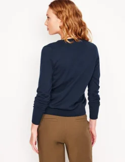 Pullover & Strickjacken | Boden Emilia Baumwollpullover mit V-Ausschnitt- Marineblaue