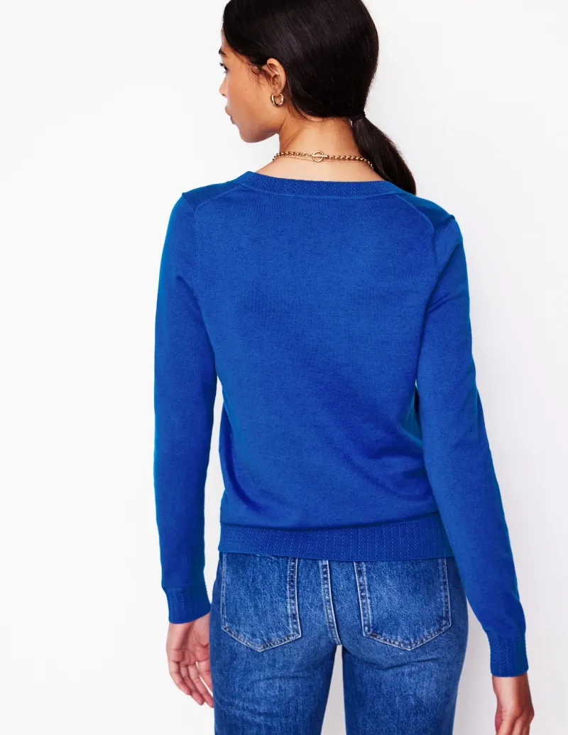Pullover & Strickjacken | Boden Emilia Baumwollpullover mit V-Ausschnitt-Leuchtendes Blau LeuchtendesBlau
