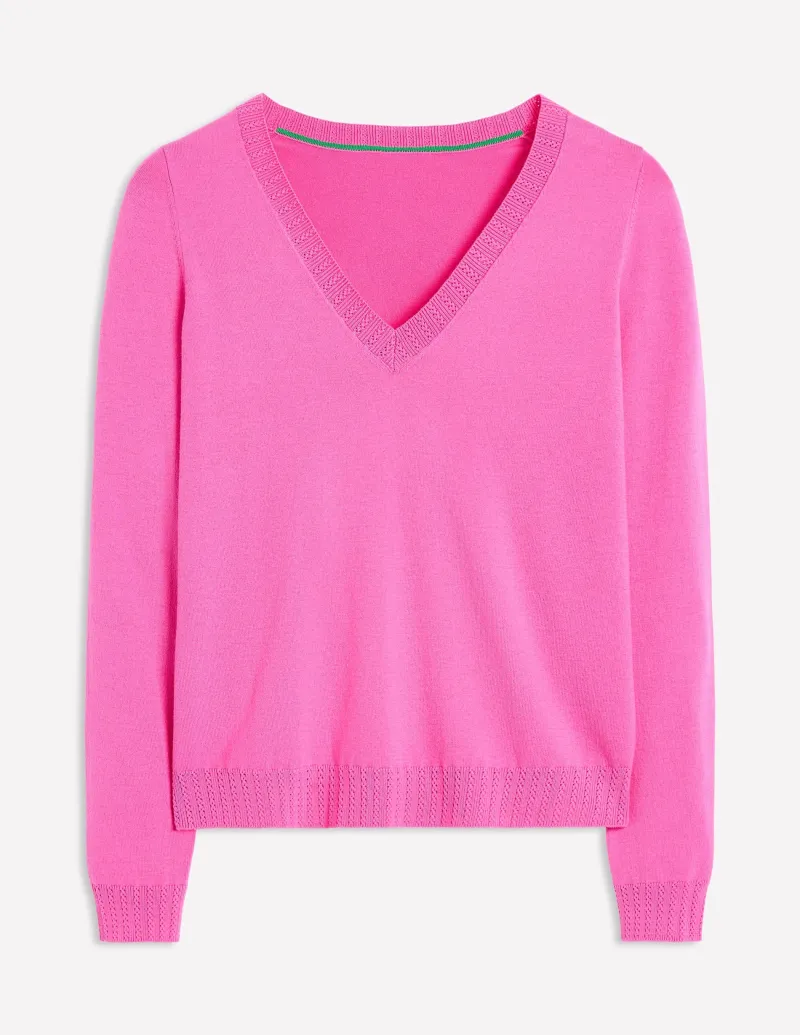 Pullover & Strickjacken | Boden Emilia Baumwollpullover mit V-Ausschnitt- Rosa