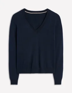Pullover & Strickjacken | Boden Emilia Baumwollpullover mit V-Ausschnitt- Marineblaue
