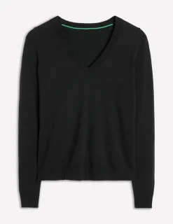 Pullover & Strickjacken | Boden Emilia Baumwollpullover mit V-Ausschnitt- Schwarz