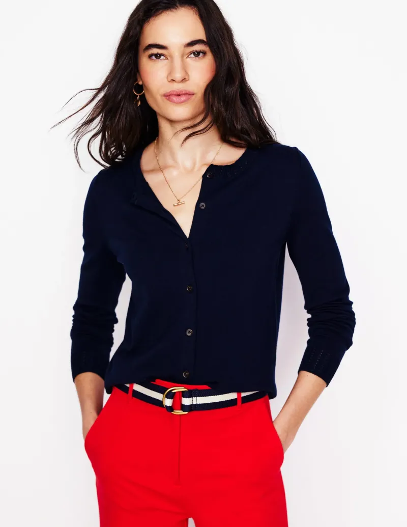 Pullover & Strickjacken | Boden Emilia Baumwollstrickjacke mit Rundhalsausschnitt- Marineblaue