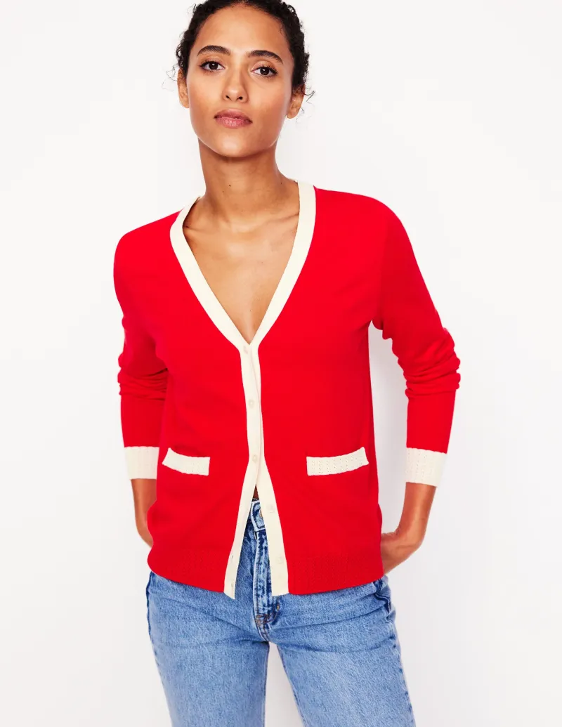 Pullover & Strickjacken | Boden Emilia Baumwollstrickjacke mit V-Ausschnitt-Anemone Honeycomb Spot AnemoneHoneycombSpot