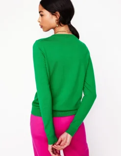 Pullover & Strickjacken | Boden Emilia Baumwollstrickjacke mit Rundhalsausschnitt-Grünes Tamburin GrünesTamburin