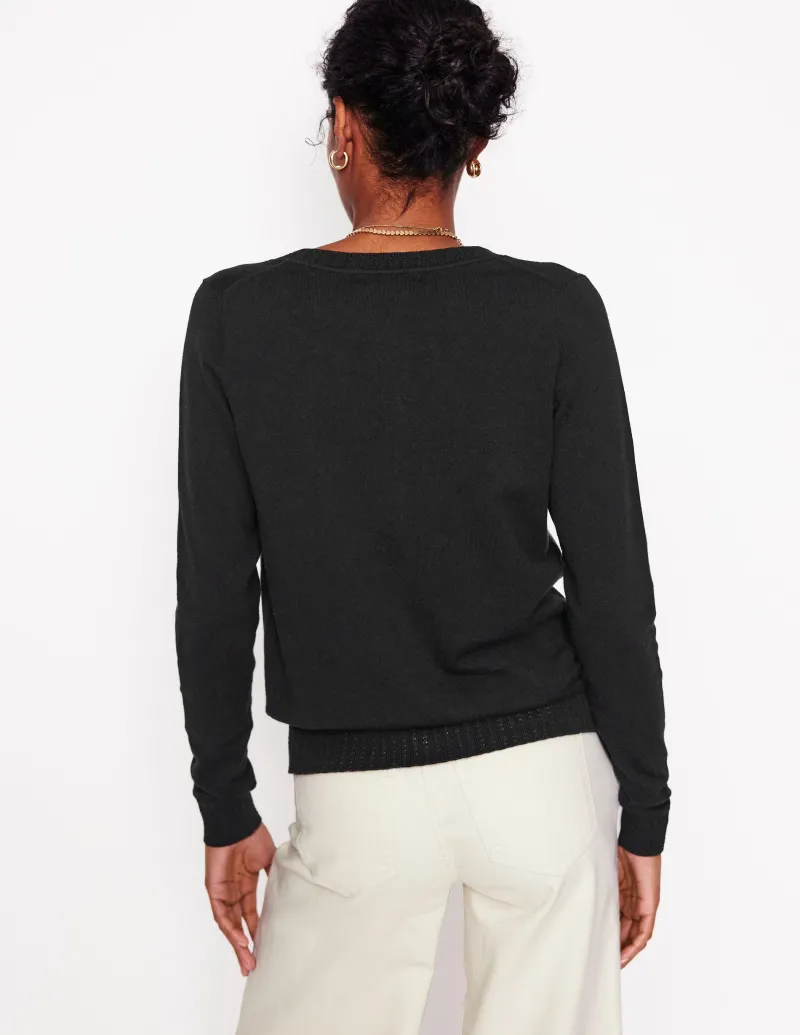 Pullover & Strickjacken | Boden Emilia Baumwollstrickjacke mit Rundhalsausschnitt- Schwarz