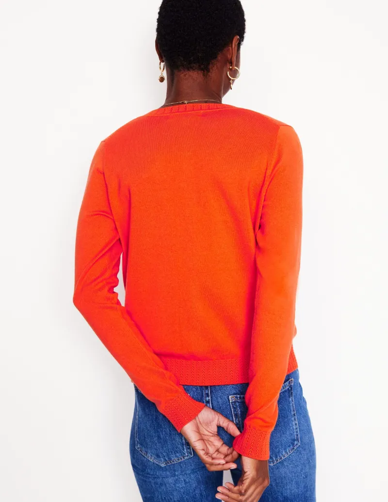 Pullover & Strickjacken | Boden Emilia Baumwollstrickjacke mit Rundhalsausschnitt- Mandarinenorange